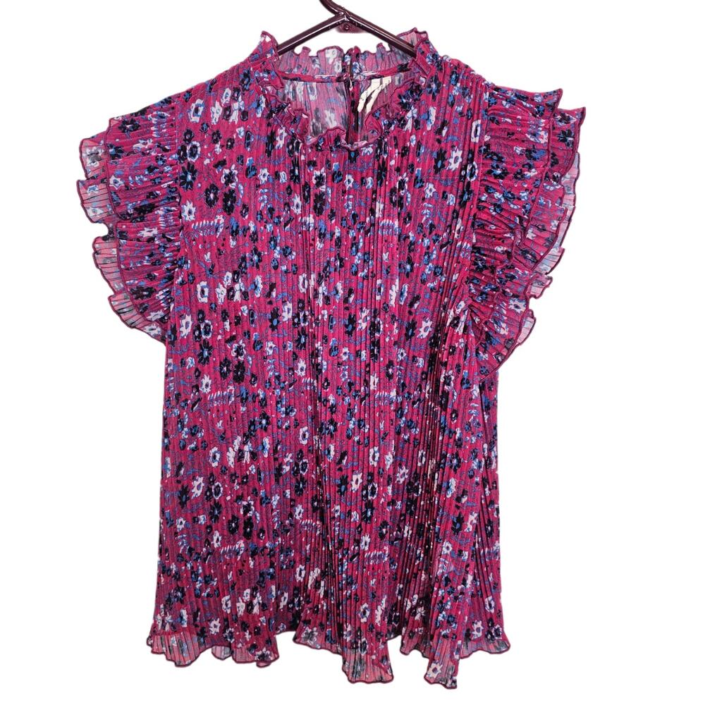 Anthropologie Womens Freida Floral Pleated Top Size S Boho Cottagecore Feminine - Picture 2 of 10